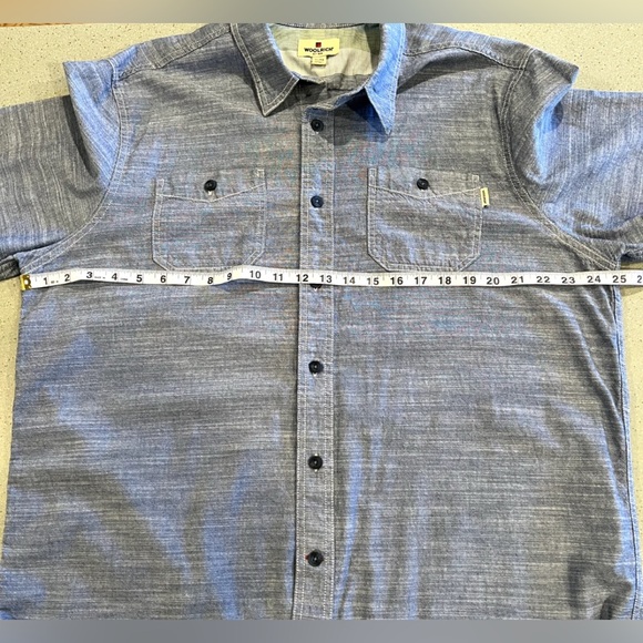 Woolrich Mens Button Front Pockets Short Sleeve Blue Lightweight Shirt XL - Picture 7 of 8